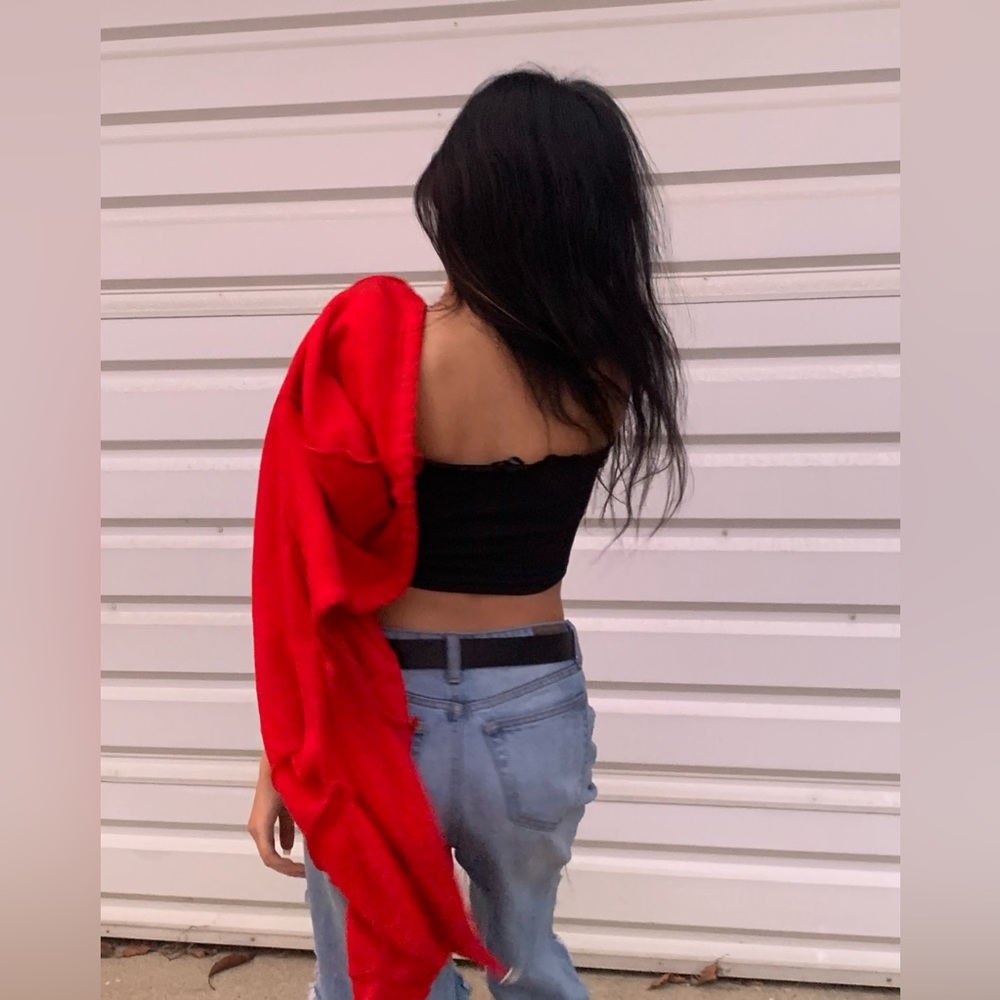 Black cropped off-shoulder top